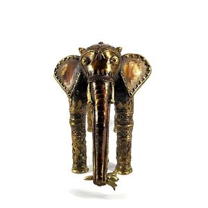 Figura Decorativa de Elefante Estirado, Hecha a Mano en Latón Macizo, Color Bronce, 11 Pulgadas, Decoración para Mesa, Regalo, Artesanía India - Product Image 2