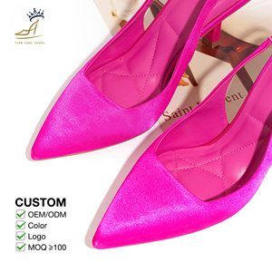 Zapatos de Tacón Alto Elegantes de Satén con Tira Trasera, 7 cm, Tacones de Aguja, Punta Puntiaguda, para Mujer, Proveedor de Vietnam, Más Vendidos - Product Image 2