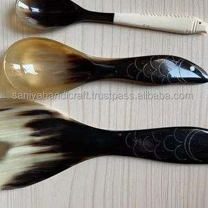 ช้อนตักปลารูปเขาควายสไตล์ฮวงจุ้ยทำด้วยมือช้อนผสมของใช้ในครัวธีมสัตว์ธรรมชาติ - Product Image 1