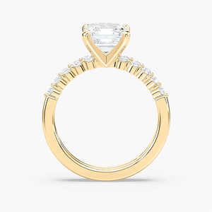 ชุดแต่งงานเพชรทรง Asscher น้ำหนัก 3.00 กะรัต ผลิตในห้องปฏิบัติการ ตัวเรือนทองคำแท้ 14K - Product Image 4