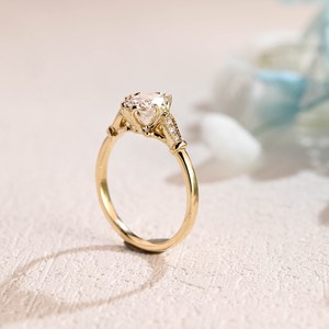 Art Deco Oval Lab Grown Diamond Ring 1.50 Ctw CVD Antique Engagement Ring 14k Yellow Gold Wedding Bridle Ring Anniversary Gift - Product Image 3