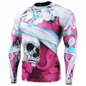 Ventes en gros de rashguards respirants imprimés numériquement pour MMA / rashguards pour BJJ / rashguards de surf pour hommes - polyester/coton - Product Image 1