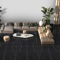 Carreaux de porcelaine noire polie de luxe 600x1200mm, carreaux de sol et d'intérieur haute brillance, finition noire de luxe super brillante
