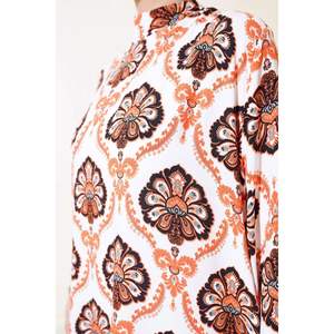 Vestido Cuello Alto Estampado Floral Capas Naranja - Product Image 2