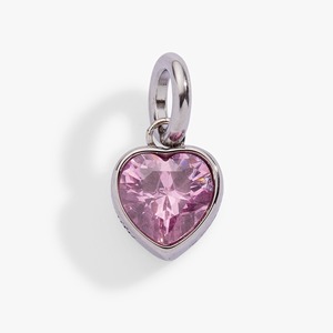 Pendentif en quartz rose en forme de cœur, pierre de naissance d'octobre, pierre précieuse rose plaquée or, charme délicat fait à la main, bijoux pour femmes - Product Image 3
