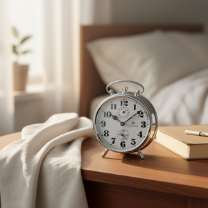 JUSTAMINUTE Silver JC8001S Mechanical Key Alarm <b>Clock</b> Desk & <b>Table</b> <b>Clock</b> for Lowell - Product Image 3