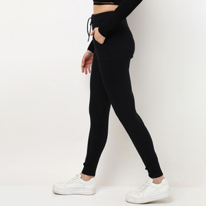 Joggers de fitness respirants pour femmes avec poches Logo personnalisé vente en gros pantalons de survêtement avant plat taille moyenne pour le yoga entraînement course à pied - Product Image 2