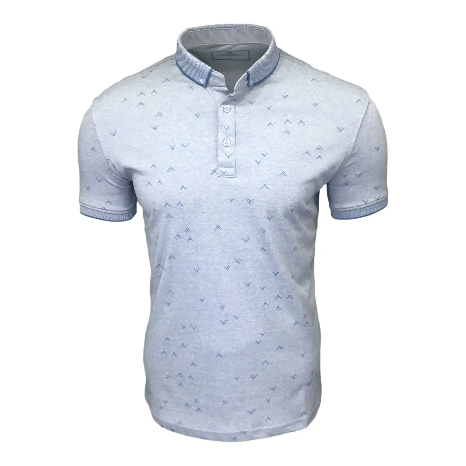New Season Mens T-shirt Fabric %55 Cotton %45 Polyester High Quality Short Sleeve Sky Blue White Polo Shirt