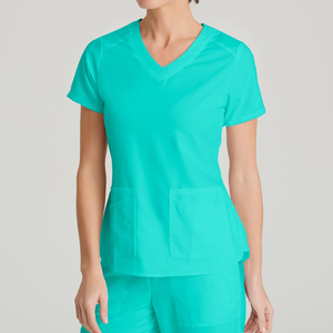 Mujer Modern Fit V-Neck Scrub Top 4-Pocket V-Neck Top Alpine Aqua - Product Image 1