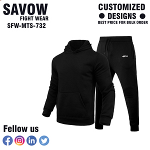 Wholesale Custom Winter Casual Tracksuits Regular Fit Hooded Fleece Unisex Sportswear Jogging Set 100% Cotton - Product Image 4