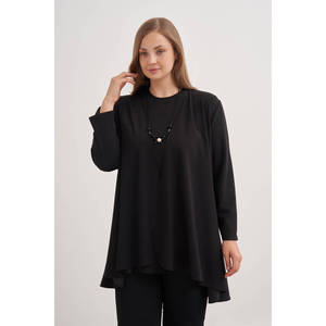 Ensemble haut en crêpe noir pour adolescentes avec manches trois quarts - Product Image 4