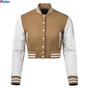 Vestes universitaires courtes en cuir personnalisées, couleurs, tailles et logo personnalisés, vestes universitaires courtes pour femmes, vestes universitaires courtes pour femmes, best-sellers - Product Image 1