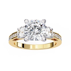 Bague en diamant de qualité supérieure, or jaune, taille coussin, diamant naturel pour les mariages, les événements spéciaux, certifiée IGI - Product Image 4