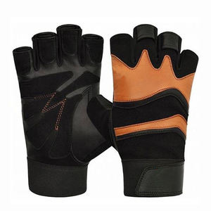 Guantes de levantamiento de pesas de cuero con logotipo personalizado de alta calidad para hombres y mujeres para uso en el gimnasio - Product Image 3