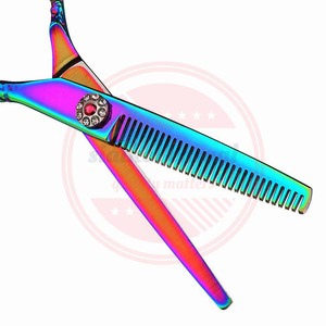 Ensemble de 2 ciseaux de coiffeur, ciseaux à cheveux droits et ciseaux à effiler en acier inoxydable avec étui en cuir - Product Image 5