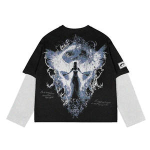 Camiseta de Manga Larga con Estampado Digital Artístico en Tela Transpirable, Diseño con Tinta en Relieve, Camiseta Informal de Estilo Urbano - Product Image 6