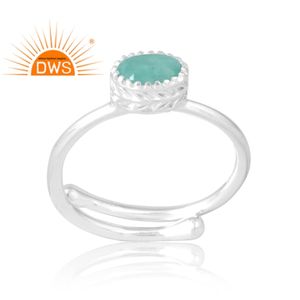 Anillo de piedras preciosas de amazonita Natural de Plata de Ley 925, joyería personalizada para mujer, regalo para ella - Product Image 1