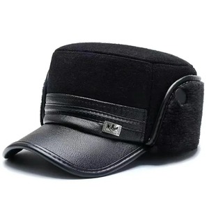 Gorra plana de cuero auténtico para papá para hombre, gorra gruesa de invierno con lengua de pato cálida, ajustable para informal para abuelo de mediana edad - Product Image 5