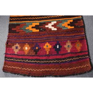 Tapis en laine Patchwork Orange brun traditionnel 3x7ft fait à la main tapis Rectangle turc Latex pour couloir chambre chambre tapis de chevet - Product Image 3