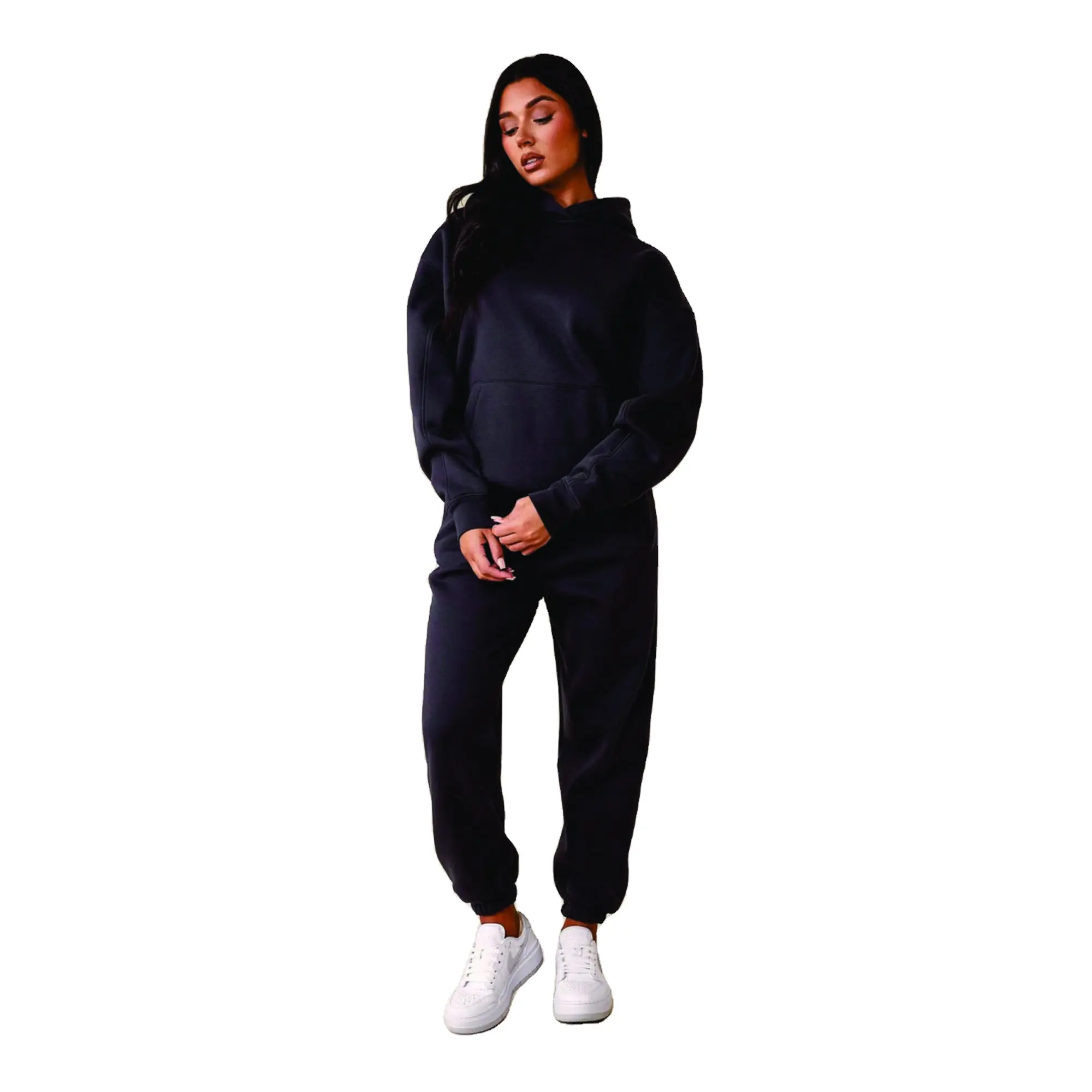 2023 Tùy Chỉnh Hoodies Tracksuits Trang Phục Thiết Lập Thể Thao Cộng Với Kích Thước Phòng Tập Thể Dục Đồng Bằng Lông Cừu Mùa Đông Màu Hồng Chạy Bộ Sweatsuit Bộ