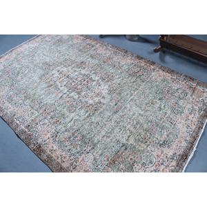 พรมตุรกีวินเทจ ขนาด 5.3x8.5 ฟุต (162x260 ซม.) ลายดอกไม้สีเขียว - Product Image 4