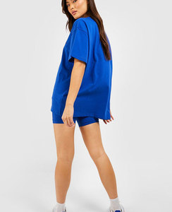 T-shirt unisexe en coton 100% de haute qualité, impression puff, logo personnalisé, vente en gros, tee-shirt uni en denim d'été pour femmes - Product Image 1