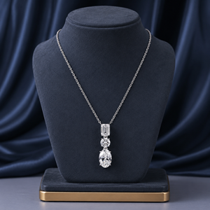 Multi Shape Lab Grown Diamond <b>Emerald</b> Oval 14K White Gold Women's Luxury IGI Certified Pendant Necklace OEM Custom Jewelry - Product Image 1