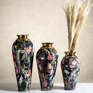 Stylish Printed Metal <b>Vase</b> <b>Unique</b> Decorative Floral Arrangement for Living Space Glass Material - Product Image 1
