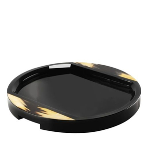 Meilleure vente Ensemble de 3 plateaux de service en corne incrustée d'os durables Présentoir de nourriture de cuisine élégant dans des formes uniques - Product Image 5