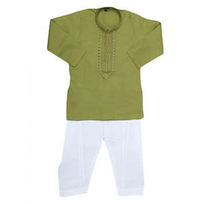 Chase Value <b>Boys</b> Embroidered Wash n Wear <b>Kurta</b> Shalwar Suit-Green 1-2 Years - Product Image 1