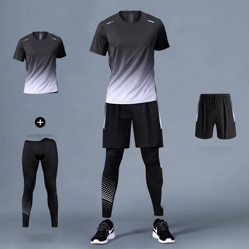 Black and gray short-sleeved three-piece suit