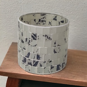 Vasos de cristal para velas blancas y azules personalizados de alta calidad para el hogar y el jardín, linternas y tarros con mosaicos cuadrados hechos a mano - Product Image 3