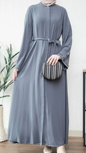 Abaya décontractée chic de Dubaï pour femmes, tissu Nida de qualité supérieure, léger, respirant, design élégant, longueur au sol, manches longues, col bateau - Product Image 2