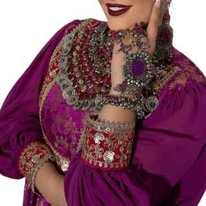 Vintage Pakistani Afghan Kuchi <b>Choker</b> Necklace and Earrings Set Stainless Steel Jewelry for Women Adults Engagement Occasion - Product Image 1