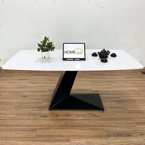 BA68120 Rectangular <b>Dining</b> <b>Table</b> 140/160x80 Stone Top and Iron Legs Assembled Expandable and Extendable for Home Bar Use - Product Image 4