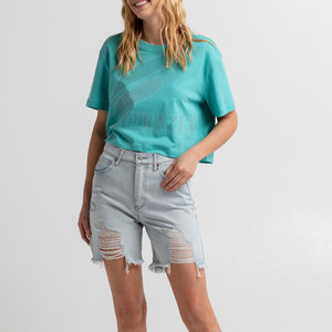 Camisetas Cortas de Lona Personalizadas para Mujer, Transpirables, de Secado Rápido, MOQ Bajo, Ropa Casual de Verano en Color Liso, Más Vendidas - Product Image 4