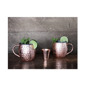 Top Quality Solid Moscow Mule Copper Tumbler Beverages Mugs With Elegant Hammered Design & Straw ,<b>Coasters</b> - Product Image 6