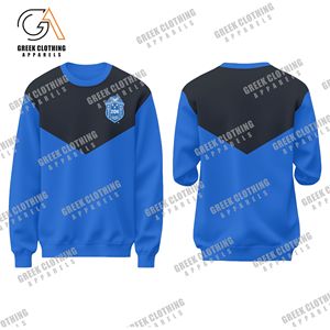 Zeta 1920 Sudadera a rayas azules y blancas Cuello redondo de algodón de manga larga para hermandad Estilo Casual Ropa de vida griega - Product Image 6