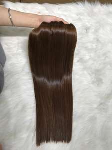 Extensions de cheveux humains vierges de la meilleure qualité, double trame avec extrémités épaisses, couleur brune, extensions de cheveux de qualité supérieure - Product Image 6