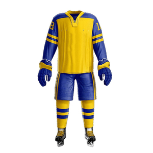 Ensembles d'uniformes de hockey sur glace personnalisés, dernier design, haute qualité, séchage rapide, respirant, 100% polyester, logo personnalisé, vêtements de sport pour hommes - Product Image 1