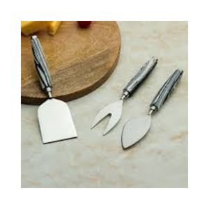 Ensemble de service élégant en acier inoxydable pour fromage avec poignée en résine - Product Image 1