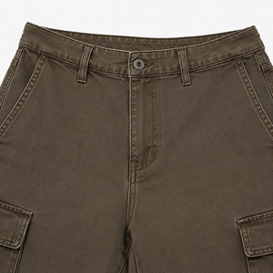 Pantalon cargo en toile de coton pour homme, coupe droite, taille mi-haute, anti-plis, respirant, multi-poches, OEM, streetwear, effet délavé vintage - Product Image 3