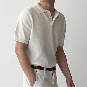 Men's Summer Anti-Wrinkle 100% Cotton Casual Solid Color Knit for <b>Shirt</b> Slim Fit Pocket <b>Short</b> <b>Sleeve</b> <b>Button</b>-<b>Up</b> - Product Image 2