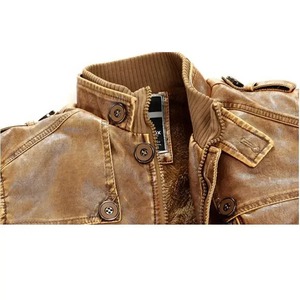 Veste en cuir zippée à manches longues avec logo personnalisé Meilleur prix Durable 2025 High Street Fashion pour hommes - Product Image 3