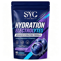SYC BIO Hydratation Électrolytes, Gommes au Calcium, Magnésium et Potassium, Récupération Post-Entraînement, 60 Unités, OEM ODM Marque Privée