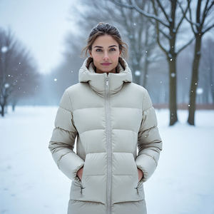 Chaquetas acolchadas con capucha de poliéster 100% para mujer, ropa de abrigo acolchada informal de manga larga, abrigo de burbujas acolchado para mujer - Product Image 5