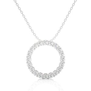 Pendentif rond en forme de diamant serti à griffes, éternité, cercle, pour femmes - Product Image 3
