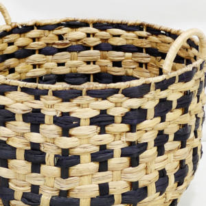 Eco-Friendly Natural Handwoven Water Hyacinth Baskets Modern Design Style Handles <b>Set</b> 3 for Home Use Storage <b>Boxes</b> Bins - Product Image 5