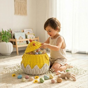 Cesta de Almacenamiento Multiusos Moderna y Ecológica de Ratán Natural Chick - Product Image 5