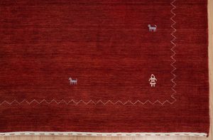 Tapis Gabbeh en laine rouge fait main, motif tribal, design minimaliste, tapis de sol pour la maison, décoration confortable, 3002 - Product Image 5